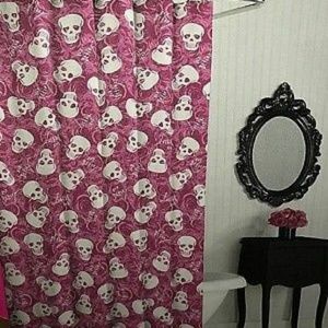 Betsey Johnson Pink Skull Shower Curtain